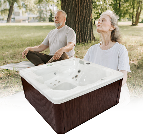 garden spas lifestyle picture with hot tub model on it