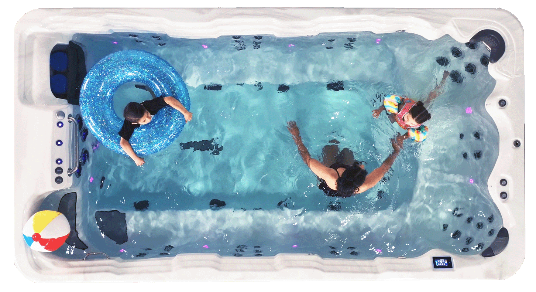 TidalFit EP14 WaVS System: Family enjoying swim spa